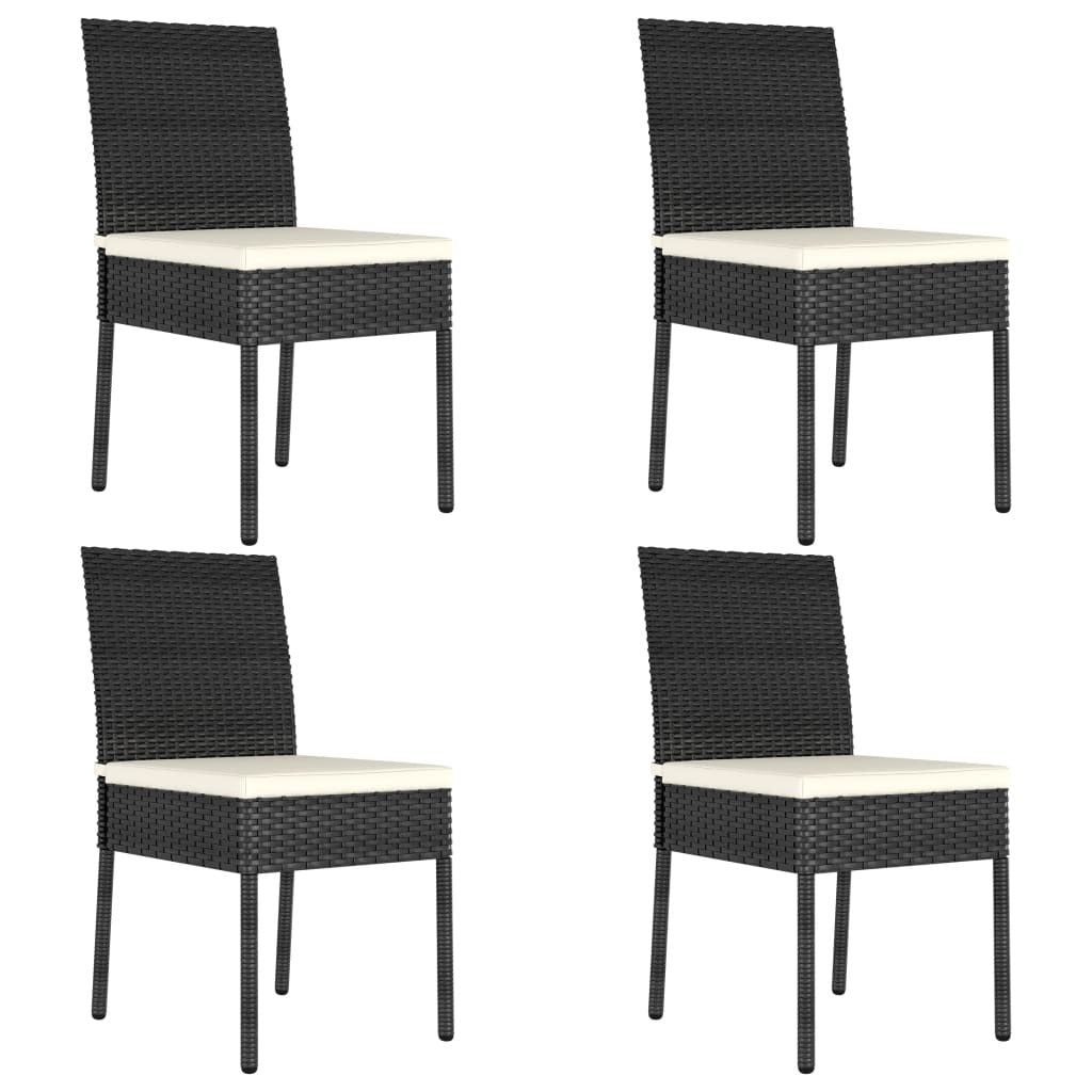 5 Piece Patio Dining Set Poly Rattan Black