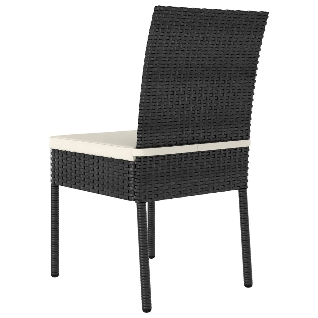 5 Piece Patio Dining Set Poly Rattan Black
