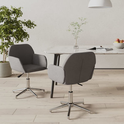 Swivel Dining Chairs 2 pcs Light Gray Fabric