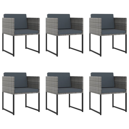 11 Piece Patio Dining Set with Cushions Poly Rattan Gray