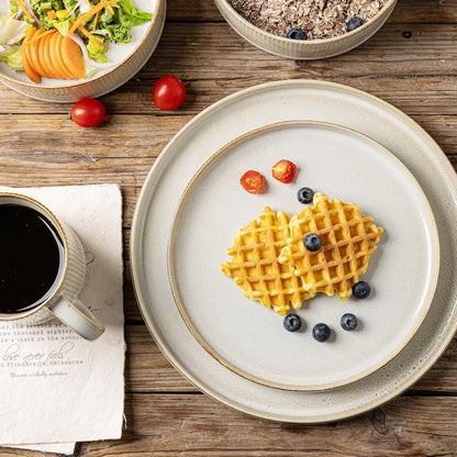 Ceramic Dinnerware 16 Pieces Dinner Set,Plates Pasta Bowls Cereal Bowls Reactive Change Glaze Dish Sets, Modern Stoneware Dishes