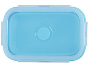 Blue Silicone Lunch Box - 1200ml Capacity - Foldable Microwave Oven Storage Box