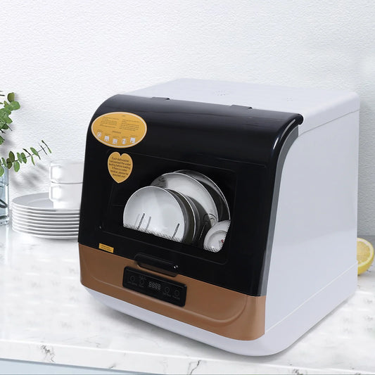 Miumaeov Portable Countertop Dishwasher 4 Washing Programs Display Automatic Dishwashing