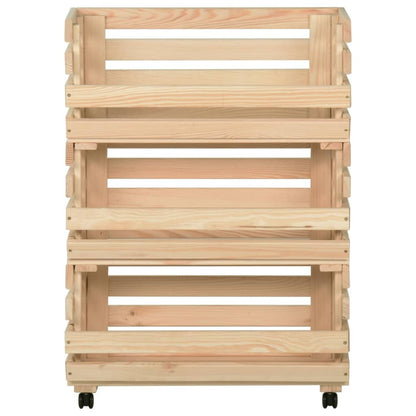 Vegetable Trolley 22.4"x11.8"x31.5" Solid Wood Pine
