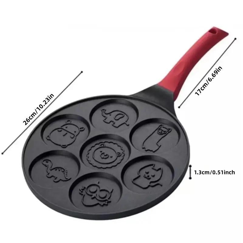 Cartoon Design Non-Stick Pancake and Egg Frying Pan, 7-Cavity Cookware for Gas and Induction Stoves, Ideal for Summer Cooking and Gifting