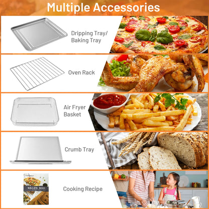 Costway 21.5QT Air Fryer Toaster Oven 1800W Countertop Convection Oven W/ Recipe