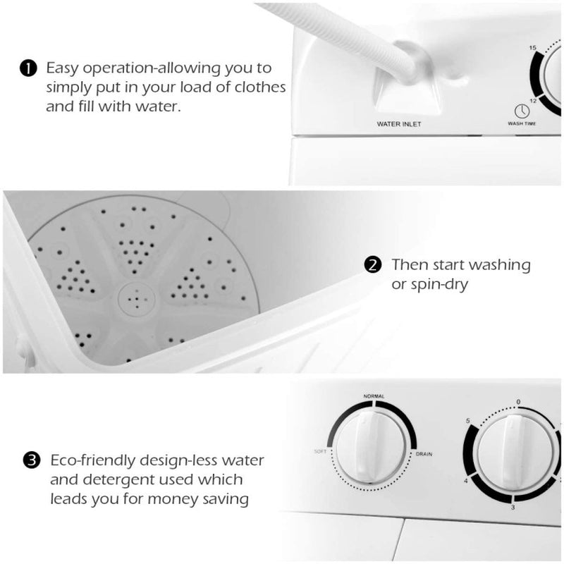 20 lbs Compact Twin Tub Washing Machine for Residential Use
