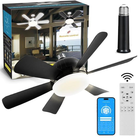 LED Ceiling Fan Light with Remote & APP Control, 40W E26/27 LED Ceiling Fan Lamp with 6 Wind Speeds, Dimmable Fan Lamps for Summer, Indoor LED Light for Bedroom, Kitchen, Living Room, Ceiling Fan with Light