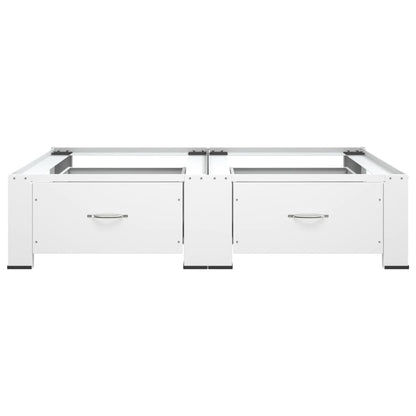 Washing and Drying Machine Pedestal with Pull-out Shelves White