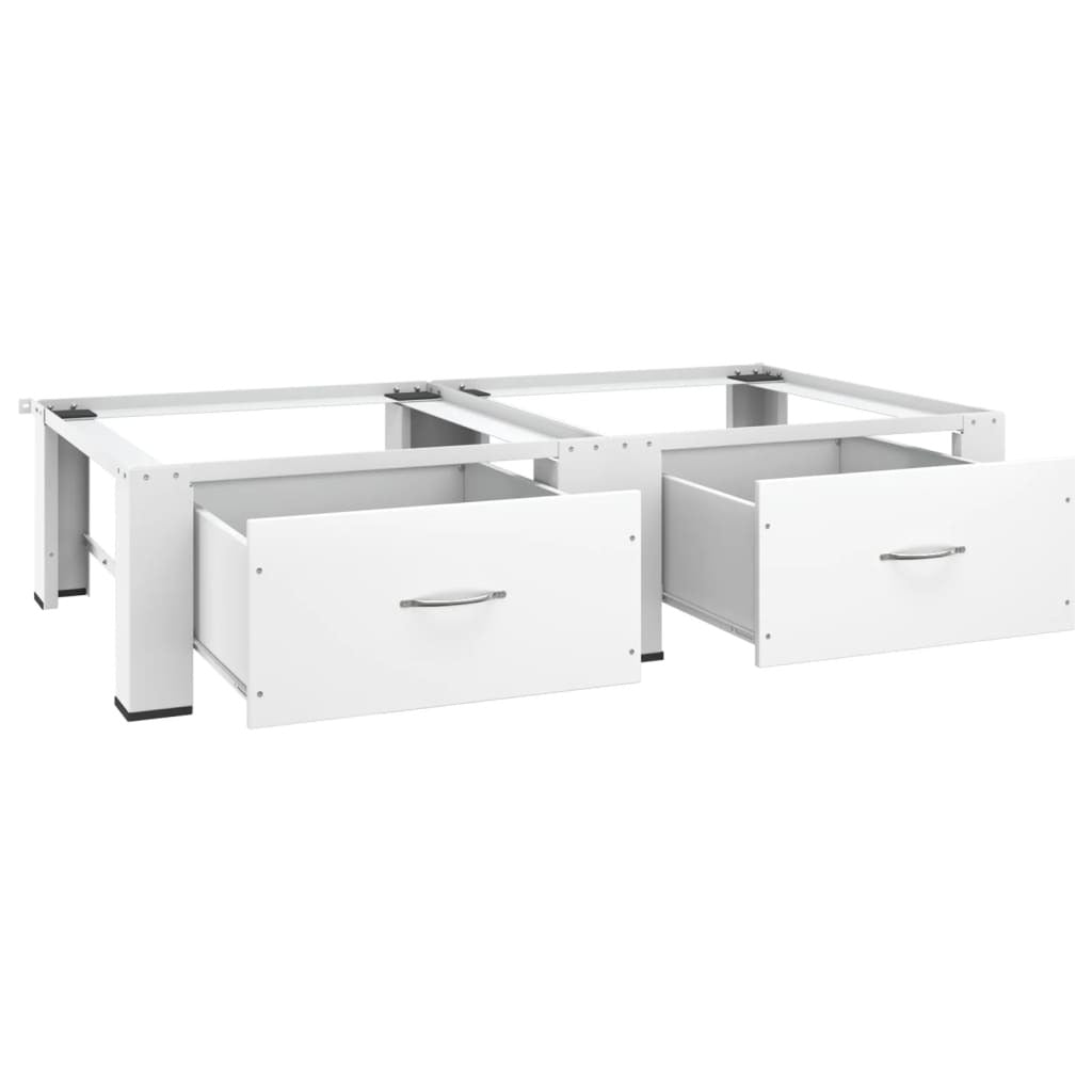 Washing and Drying Machine Pedestal with Pull-out Shelves White