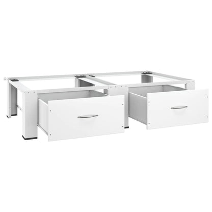 Washing and Drying Machine Pedestal with Pull-out Shelves White