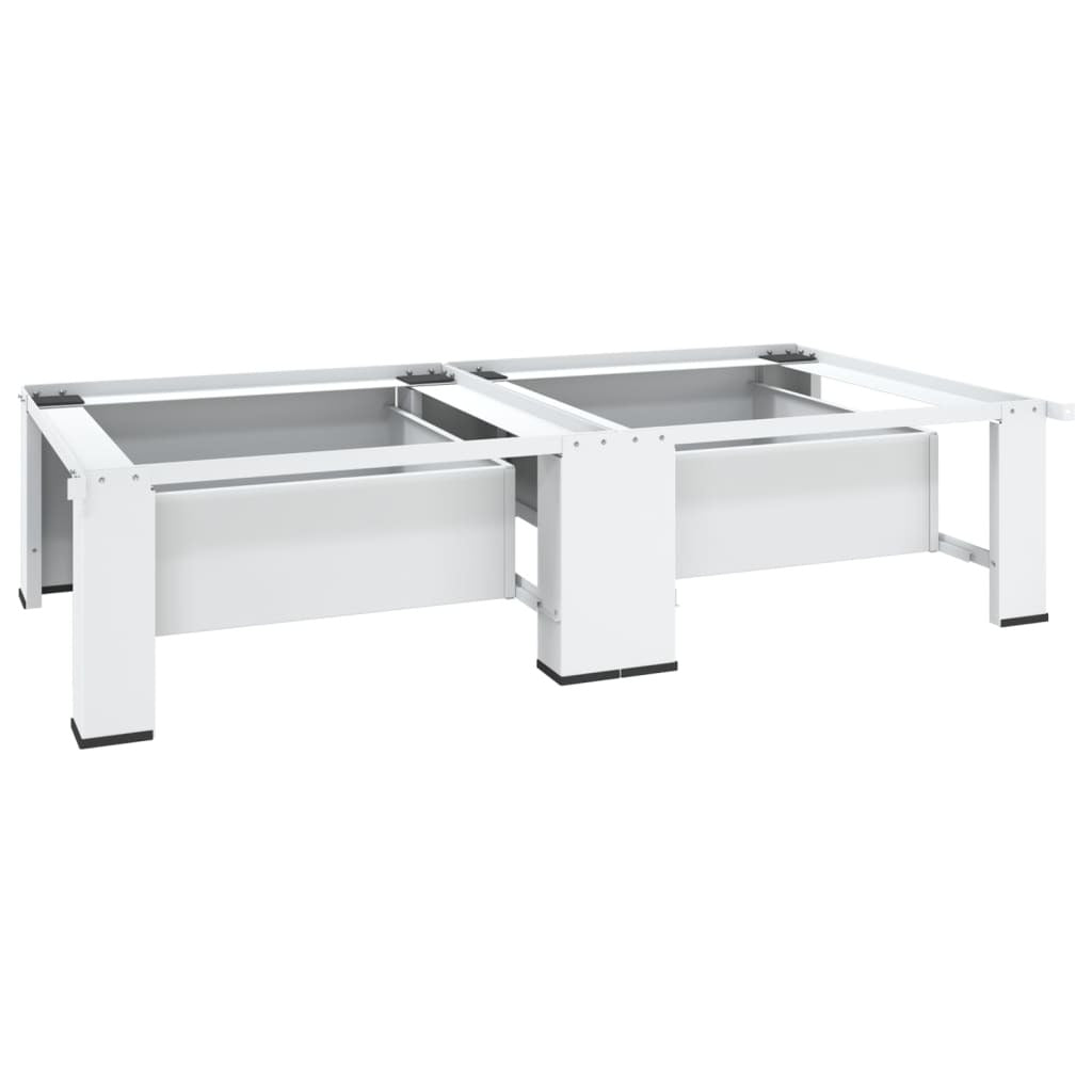 Washing and Drying Machine Pedestal with Pull-out Shelves White