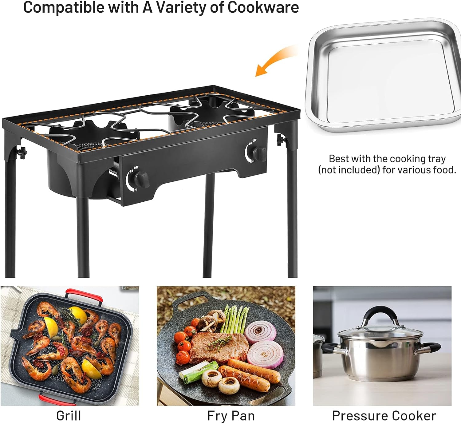 Giantex High-Pressure Outdoor Double Burner Stove - 150,000 BTU Portable Propane Grill for Camping & Picnics