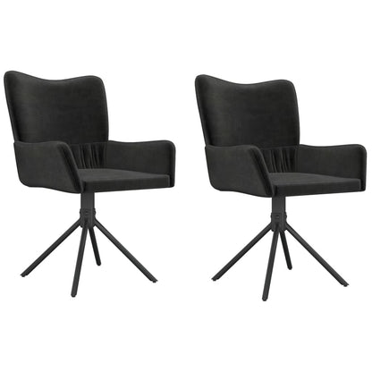 Swivel Dining Chairs 2 pcs Black Velvet