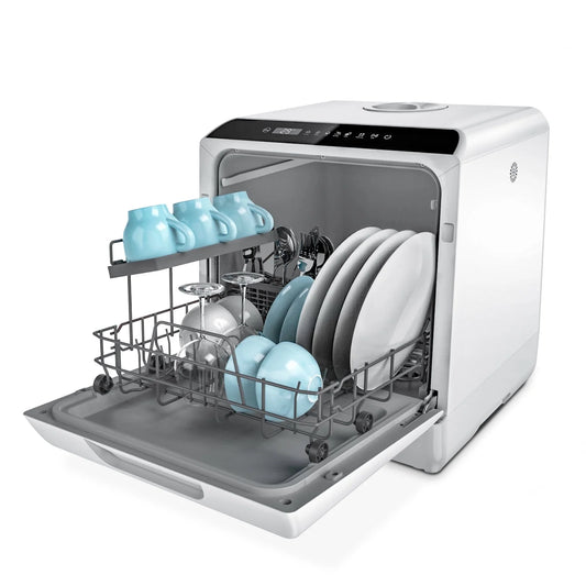 Hermitlux HMX-DW04 Countertop Portable Dishwasher with 5 Washing Programs and 5-Liter Water Tank