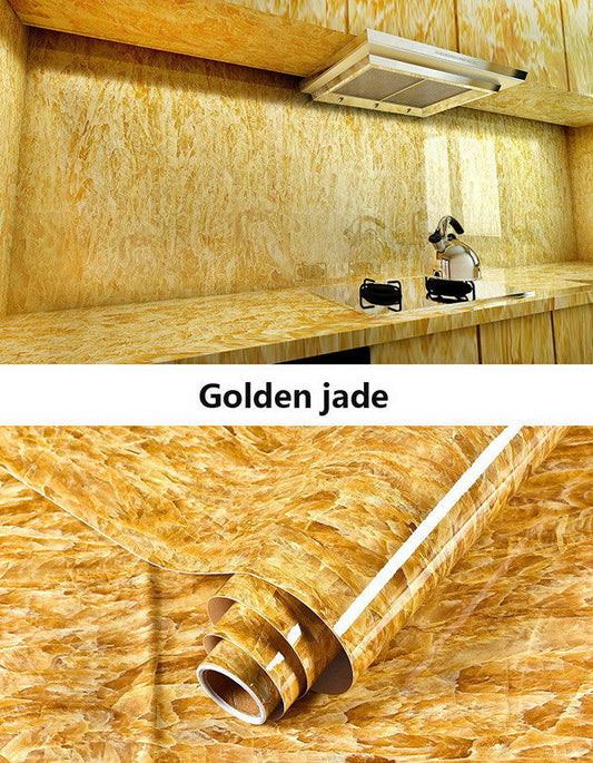 Color: Golden jade, Size: 200x60cm - Artificial Marble Self-adhesive  Sticker