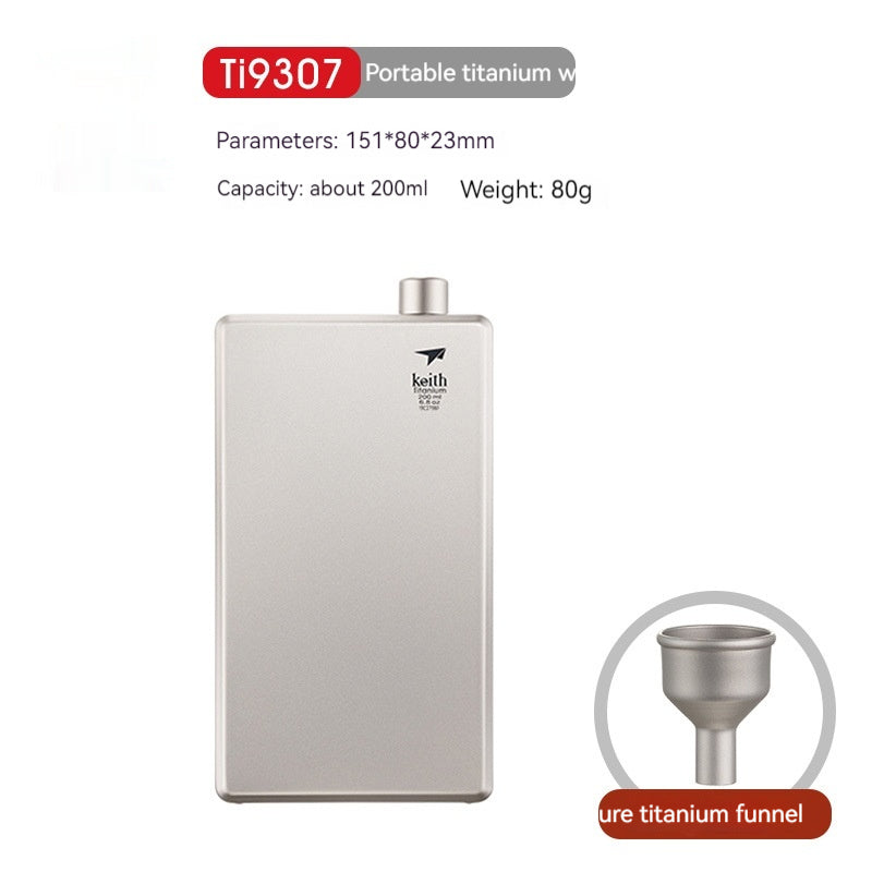 Specifications: Pure Titanium 200ML - Pure Titanium Square Wine Pot Outdoor Carry Portable With Titanium Funnel Ultralight
