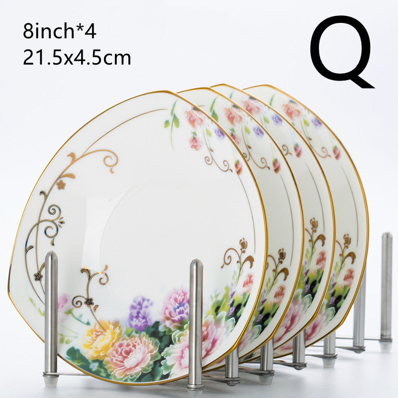 style: Q - Jingdezhen Household Ceramic Square Deep Plate 8 Inch Nest Plate European Round Dish Plate