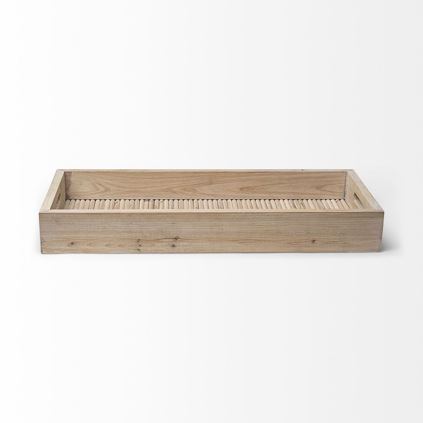 Set Of 2 Natural Brown Wood With Grains And Knots Highlight Trays