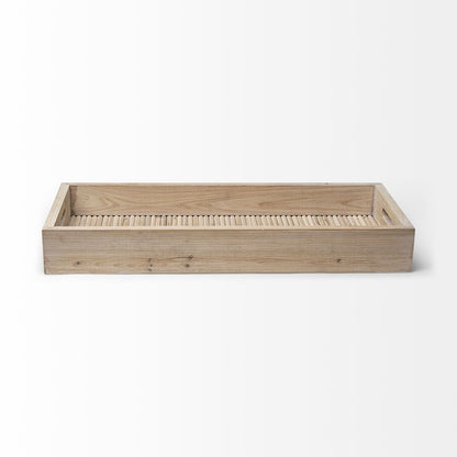 Set Of 2 Natural Brown Wood With Grains And Knots Highlight Trays