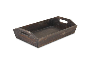 Dark Brown Finish Wood Serving Tray With Handles