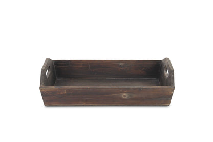 Dark Brown Finish Wood Serving Tray With Handles