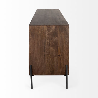 72" Brown Solid Wood Six Drawer Sideboard with Two Doors