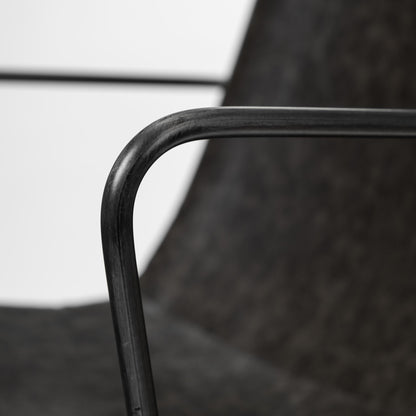 Black Upholstered Faux Leather Dining Arm Chair