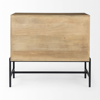 36" Natural Solid Wood Sideboard with Two Glass Doors
