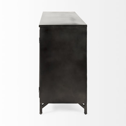 40" Black Iron Sideboard with Two Glass Doors