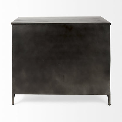 40" Black Iron Sideboard with Two Glass Doors