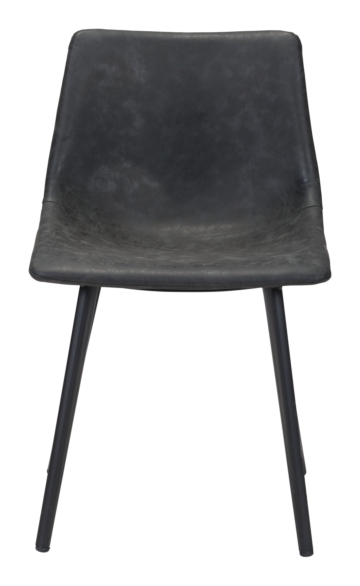 Set of Two Black Upholstered Faux Leather Dining Side chairs