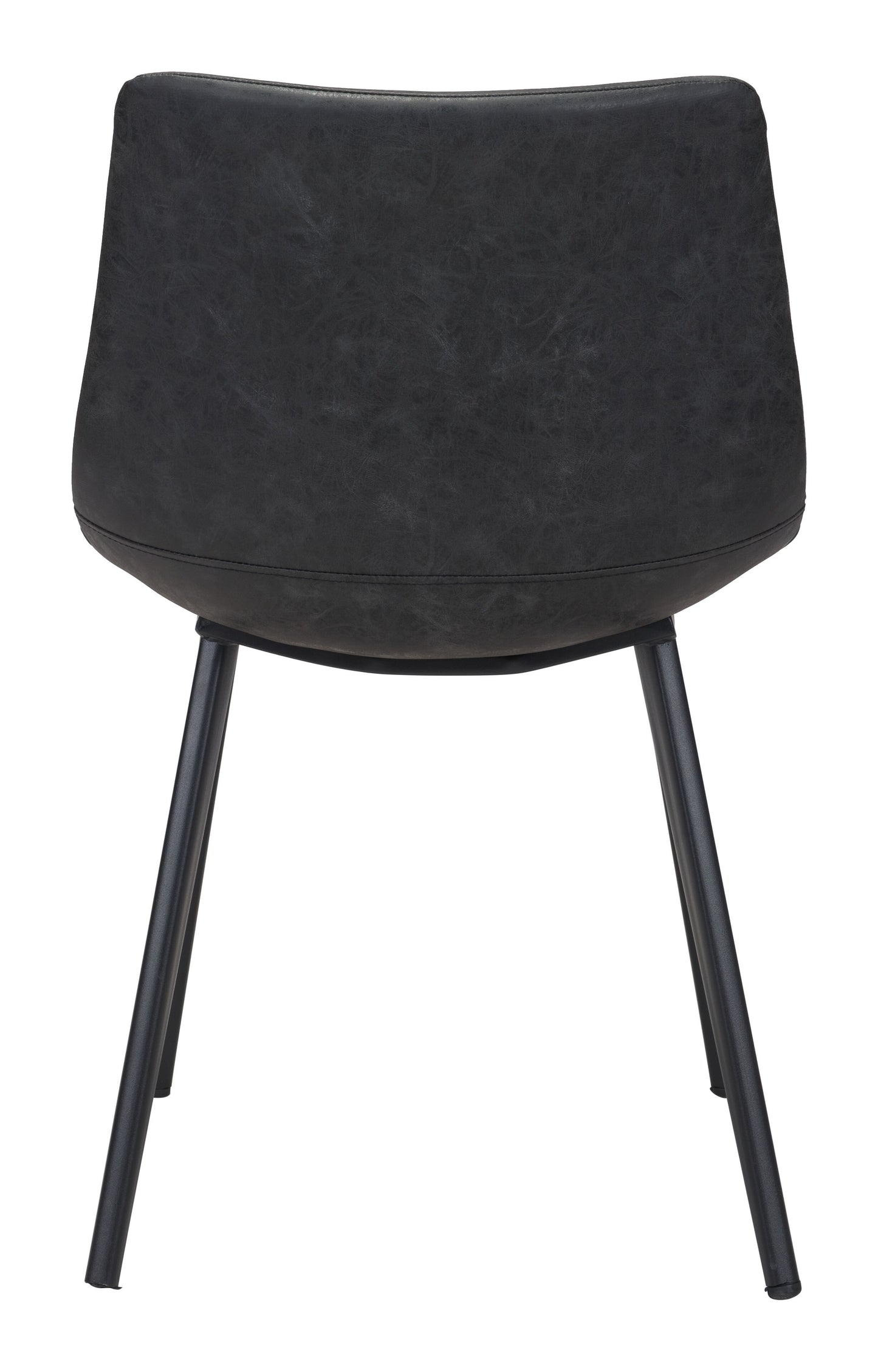 Set of Two Black Upholstered Faux Leather Dining Side chairs