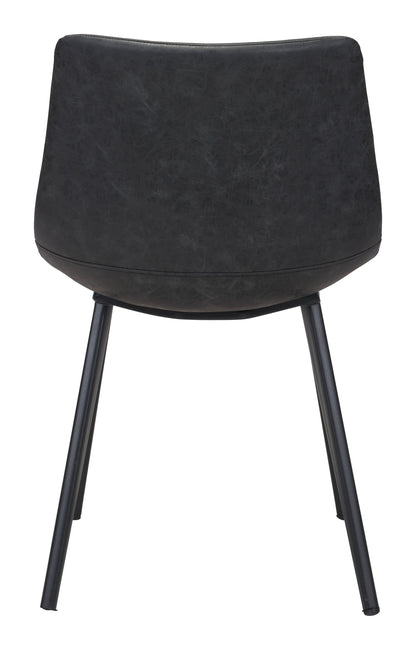 Set of Two Black Upholstered Faux Leather Dining Side chairs