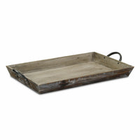 19" Brown Aluminum Indoor Outdoor Tray With Handles