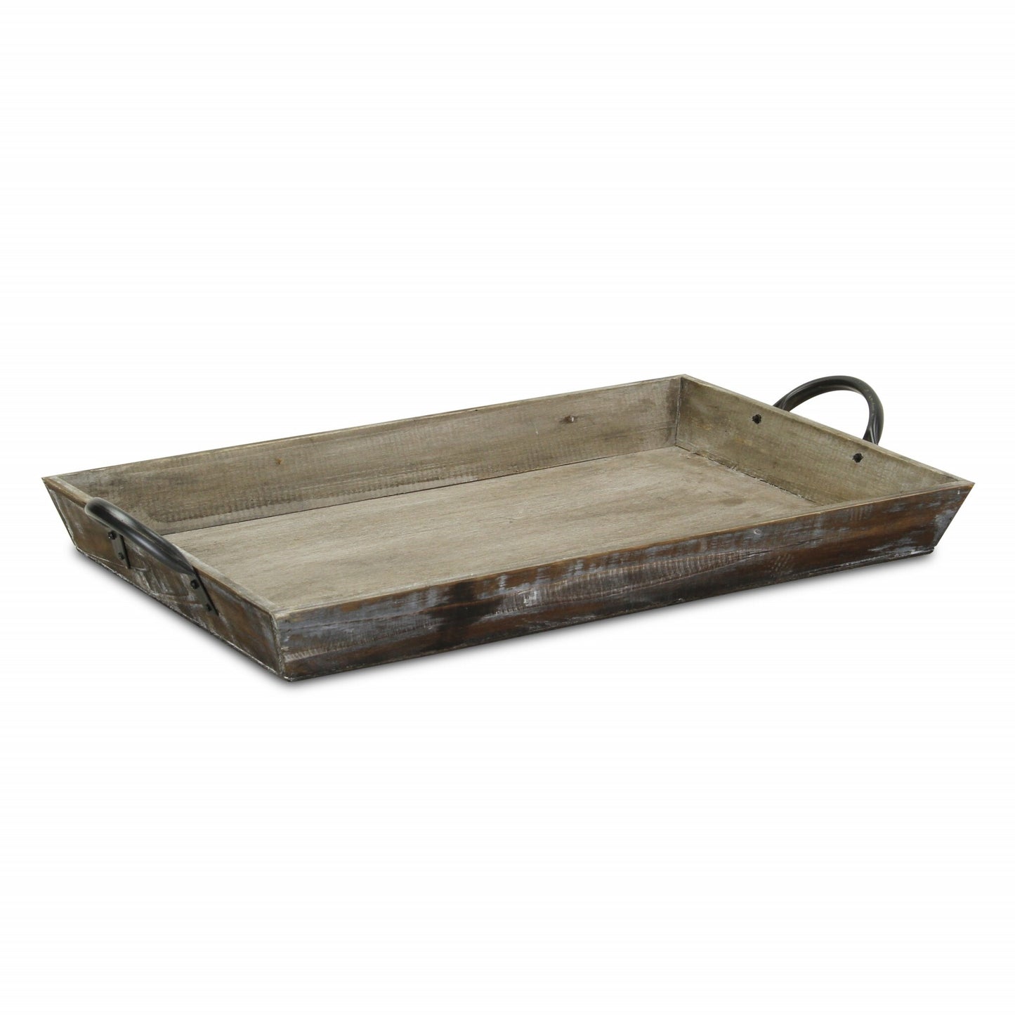 19" Brown Aluminum Indoor Outdoor Tray With Handles