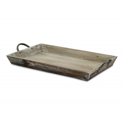 19" Brown Aluminum Indoor Outdoor Tray With Handles