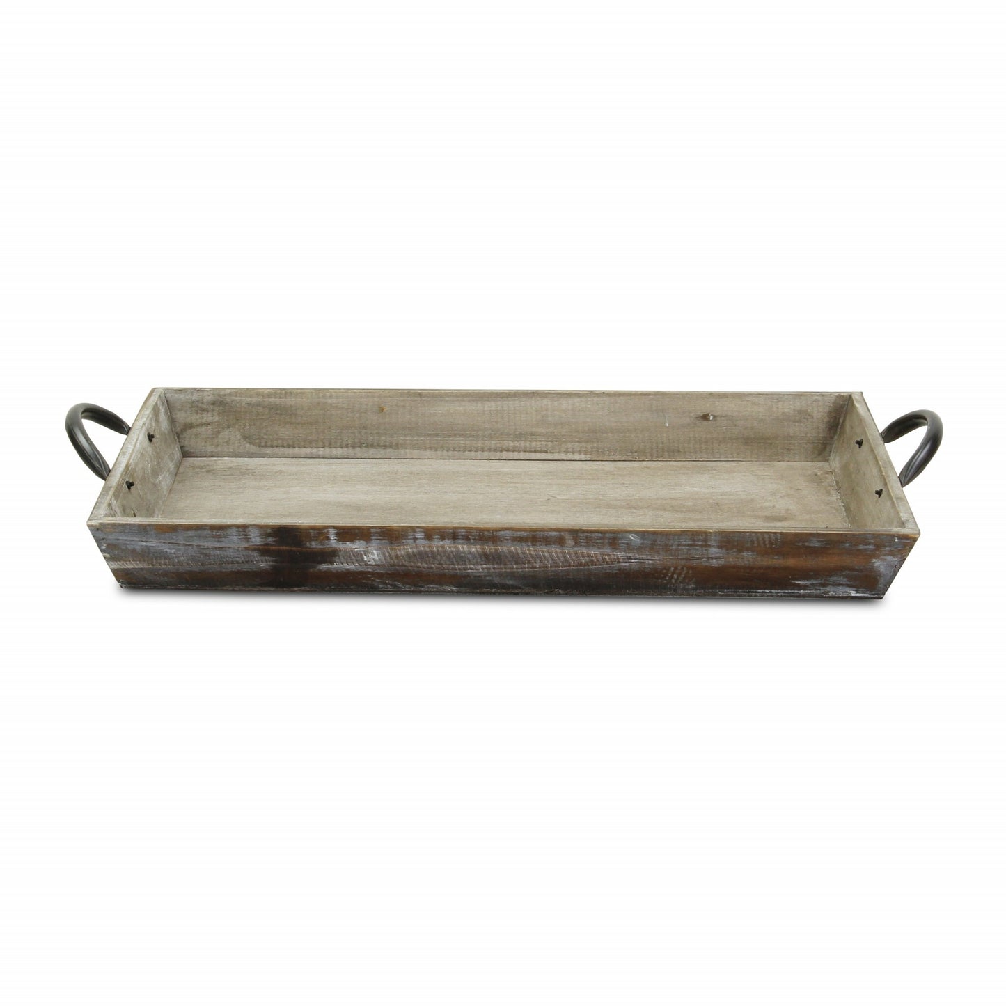 19" Brown Aluminum Indoor Outdoor Tray With Handles