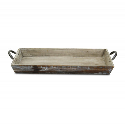 19" Brown Aluminum Indoor Outdoor Tray With Handles