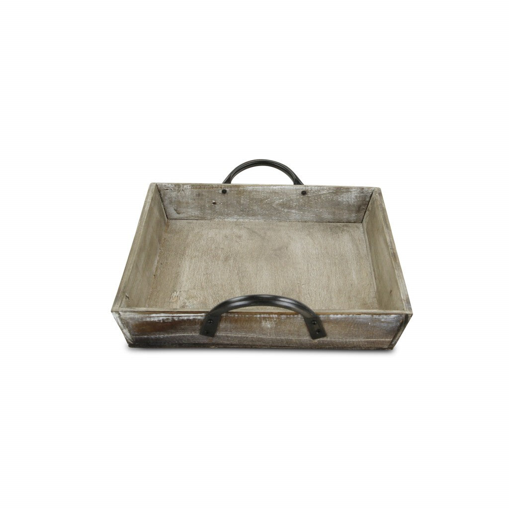 19" Brown Aluminum Indoor Outdoor Tray With Handles