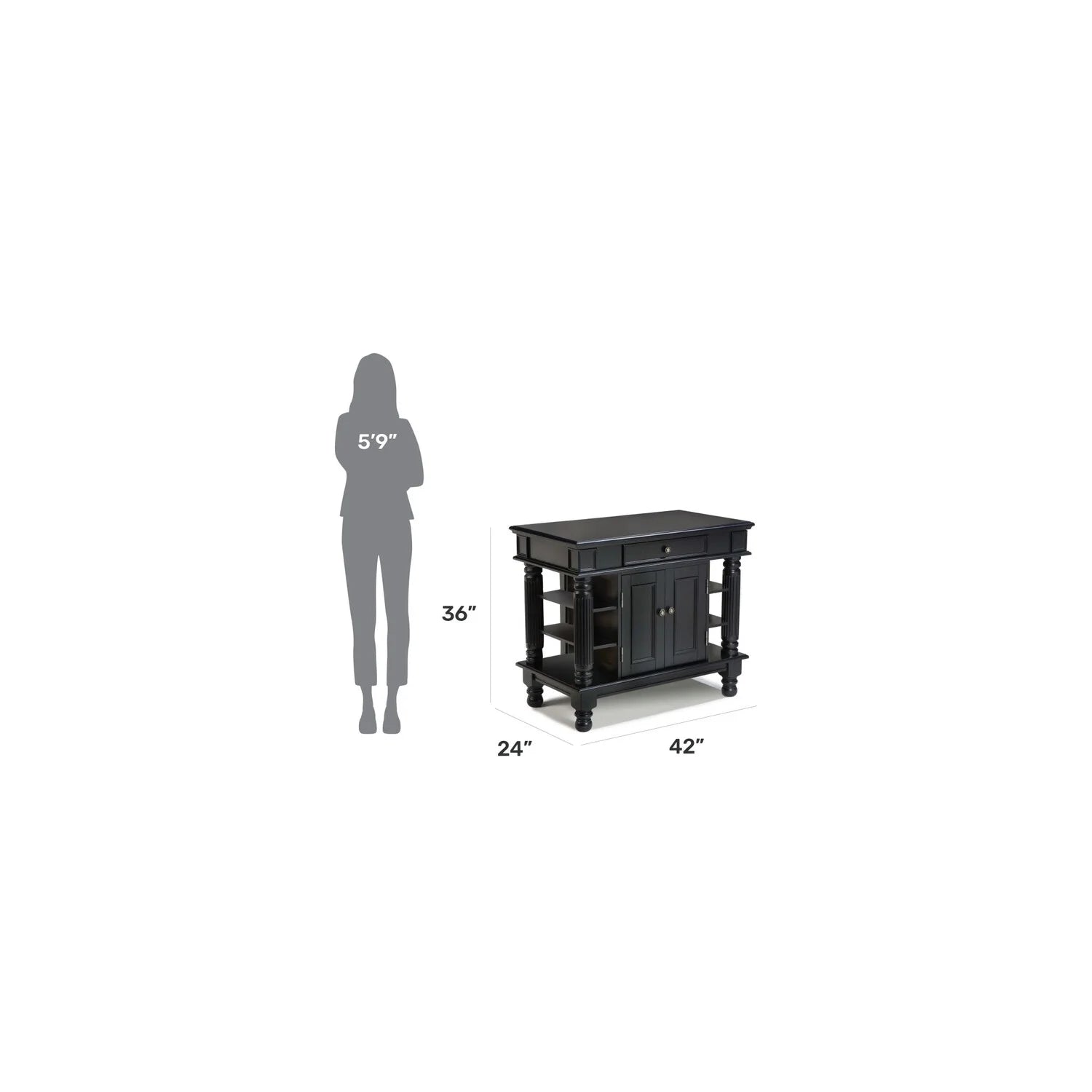 Homestyles Americana Wood Kitchen Island in Black