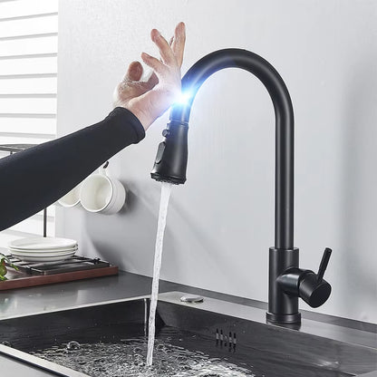 Pull Out Sensor Black Kitchen Faucet Sensitive Touch Control Faucet Mixer for Kitchen Touch Sensor Kitchen Mixer Tap