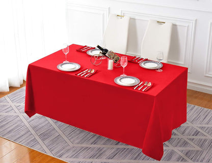 Surmente Rectangular Red Polyester Tablecloth, 90 x 132 Inches, Ideal for Weddings, Banquets, and Restaurants