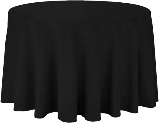 10-Pack of 120-Inch Round Black Polyester Tablecloths - Durable, Machine Washable, and Wrinkle-Resistant Linens for 8-Foot Tables - Ideal for Weddings, Banquets, Restaurants, and Events