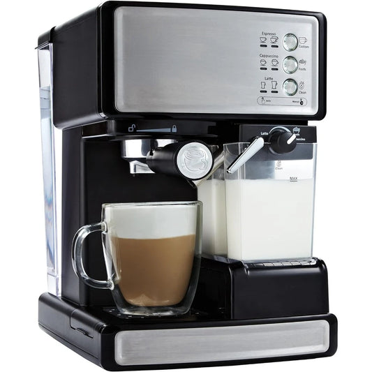 Espresso and Cappuccino Machine, Stainless Steel, Programmable Coffee Maker with Automatic Milk Frother, 15-Bar Pump, Ideal for