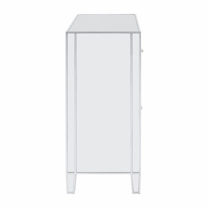 40" Silver Glass Three Drawer Sideboard with Three Doors