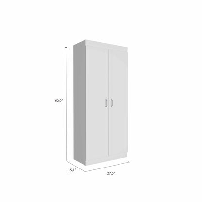 63" Classic White Pantry Cabinet with Two Full Size Doors