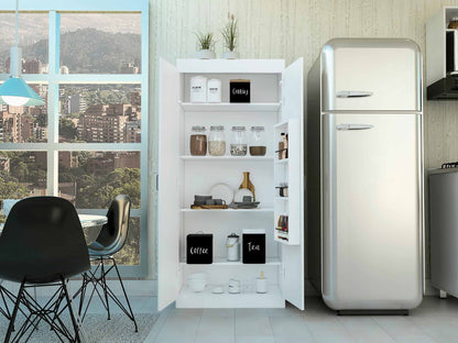 63" Classic White Pantry Cabinet with Two Full Size Doors