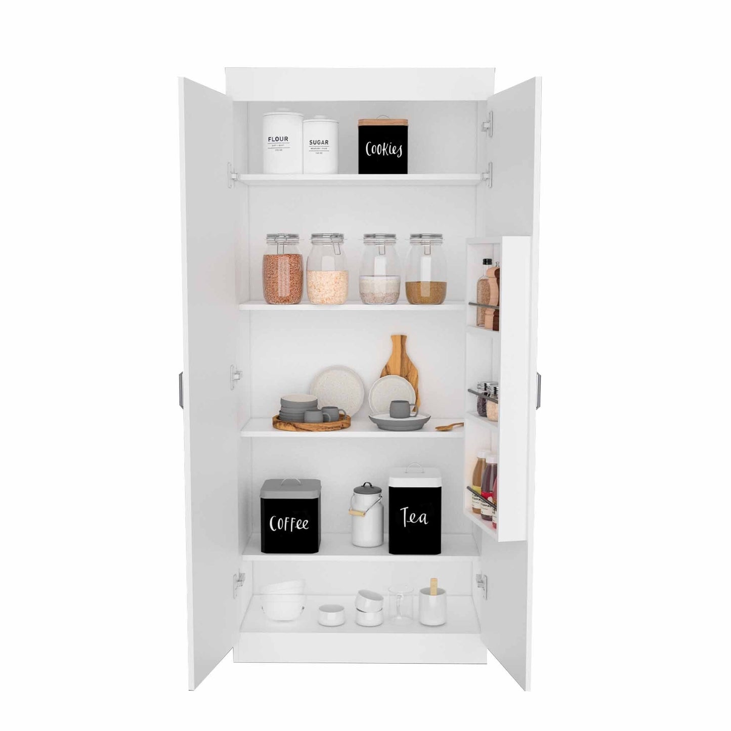 63" Classic White Pantry Cabinet with Two Full Size Doors