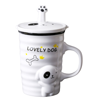 Style: 13 - Japanese creative cutemark ceramic cup cartoon with spoon with lid breakfast couple milk cup coffee cup
